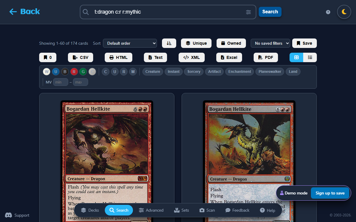 Power search results for t:dragon c:r r:mythic